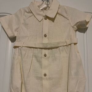 Noralee Cream Button-Up Baby Romper size 6M